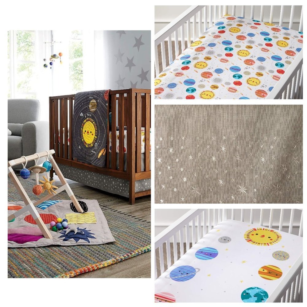 Outer Space Crib Skirt & Planet Sheets (Organic)